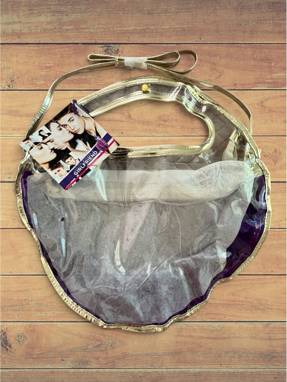 Justin Bieber Girlfriend Clear Concert Bag Purple/Gold Shoulder / Crossbody NWT